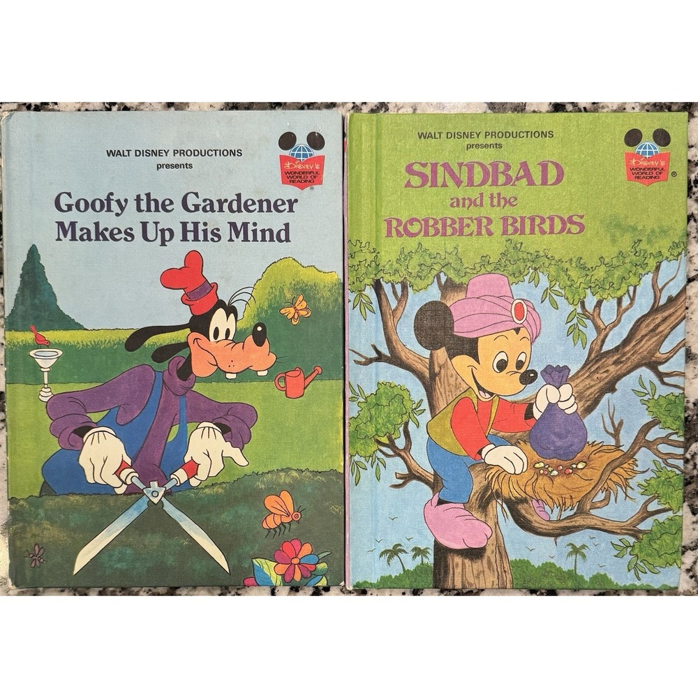 Walt Disney Sinbad & The Robber Birds Goofy the Gardener Hardcover Books